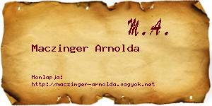 Maczinger Arnolda névjegykártya